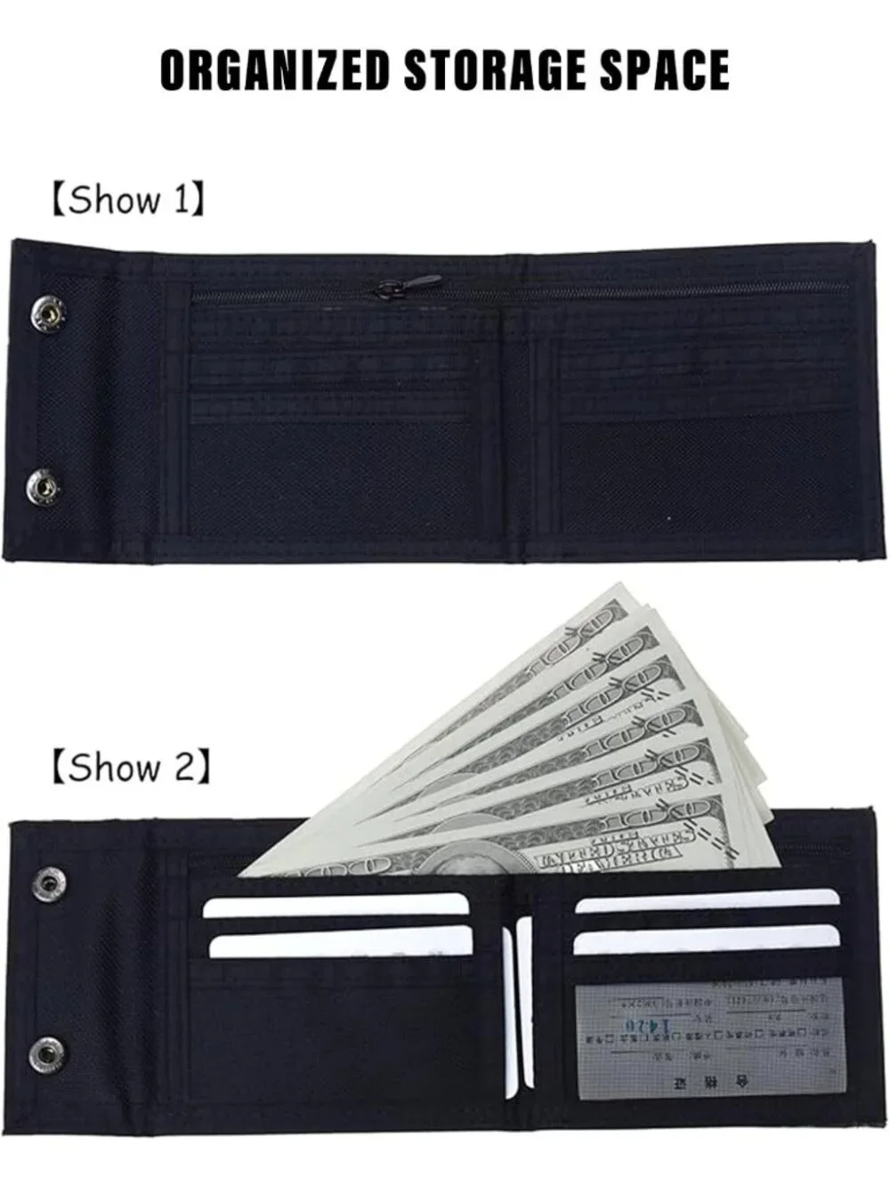Slim Tactical Camo Wallet for Men - Lightweight Trifold with Zipper Pocket